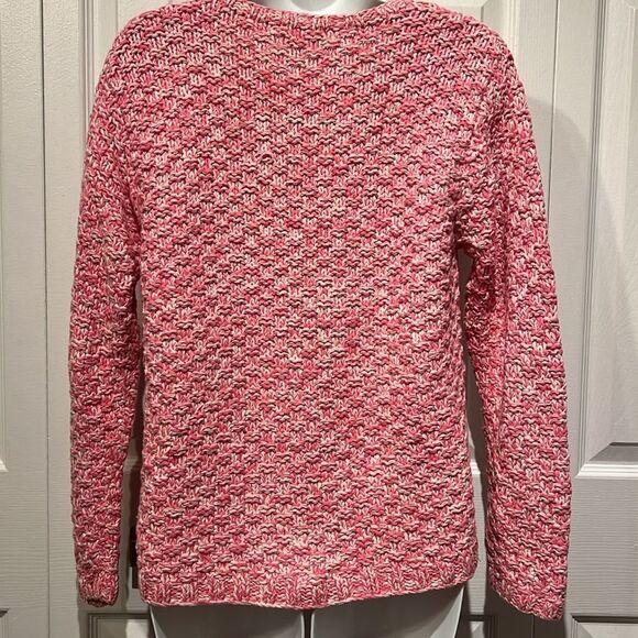 Talbots Pink/White Hand Knit‎ Cotton Cardigan Sweater Size M - Picture 7 of 10
